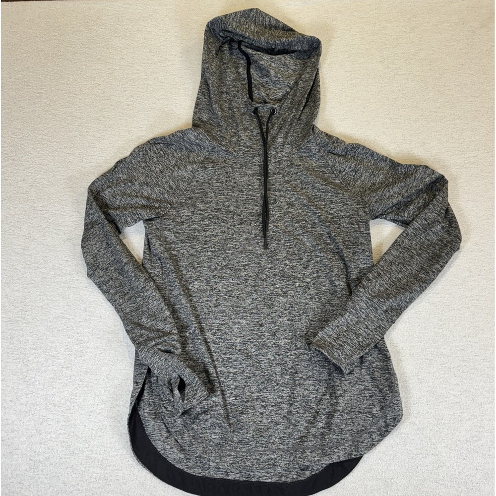 Athleta Womens S‎ Gray Uptempo Elevate Hoodie Sweatshirt Long Sleeve Thumbholes
